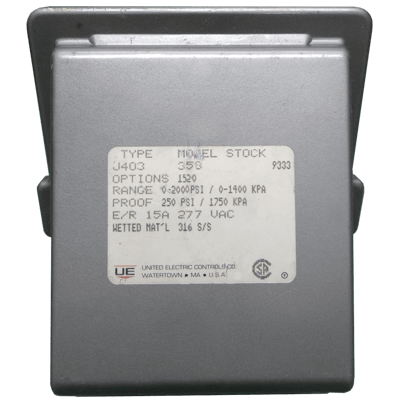 United Electric Pressure Switch, 400 Series Type J403 Models 358 to 376